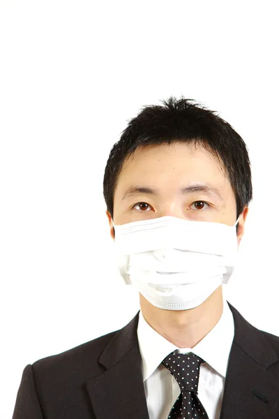 Uomo d'affari giapponese con maschera　 — Foto Stock